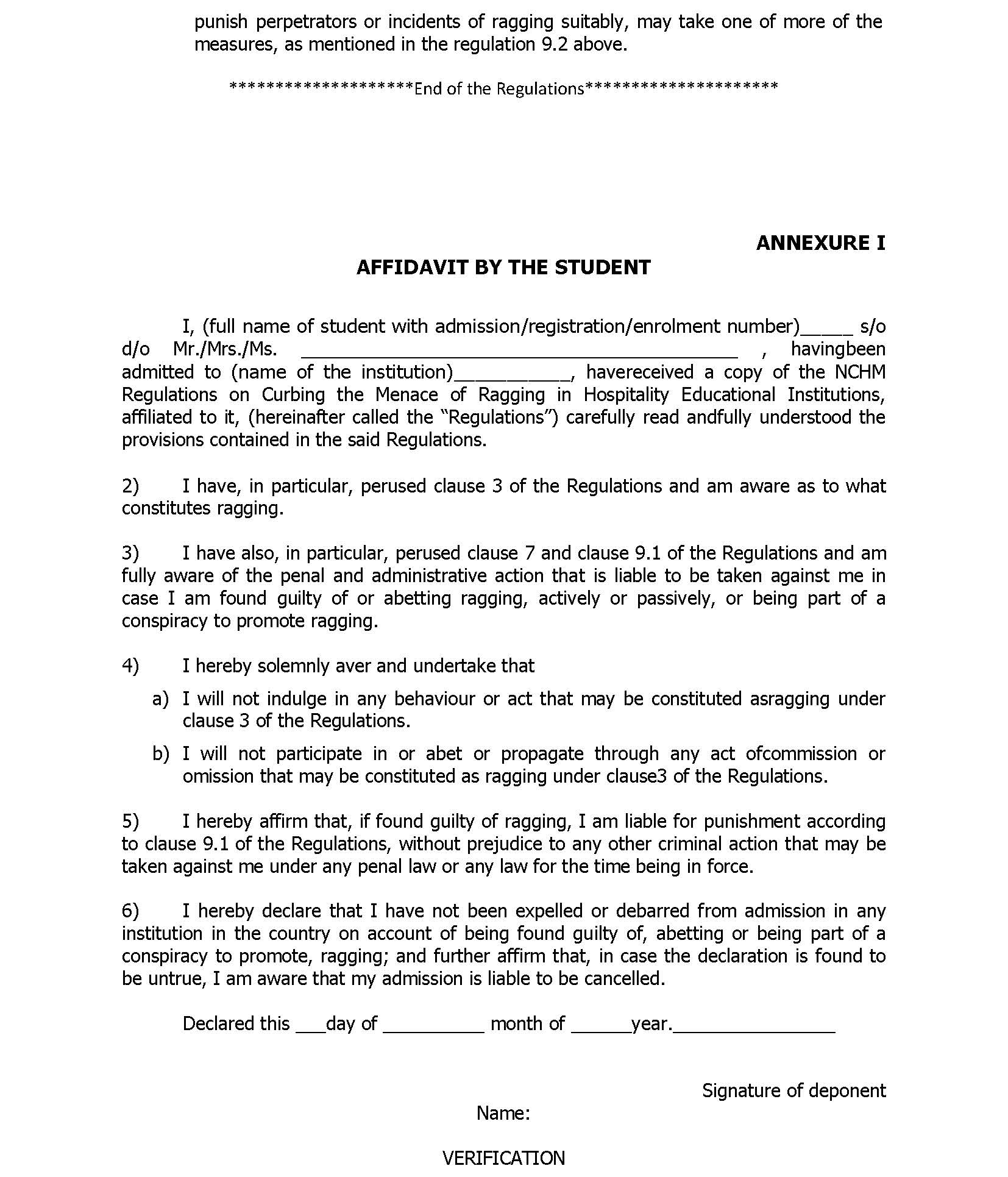 Anti Ragging Affidavit Pdf 6869